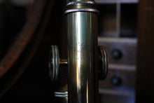 Load image into Gallery viewer, Antique Brass Monocular Microscope – Fitted Mahogany Case With Glass Slides and Accessories