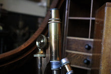 Load image into Gallery viewer, Antique Brass Monocular Microscope – Fitted Mahogany Case With Glass Slides and Accessories