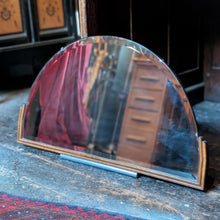 Load image into Gallery viewer, Vintage 1930s Art Deco Fan-Shaped Overmantel Mirror – Brass Frame – 73 x 42.5 cm