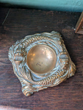 Load image into Gallery viewer, Antique Art Nouveau Brass Fish Ashtray – Small Cast Metal Pin Dish – c.1900–1920