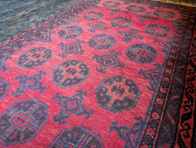 Load image into Gallery viewer, 2'9" x 4'9" - Vintage Hand-Knotted Afghan Ersari Wool Rug - Red Tribal Carpet - 85 x 145 cm