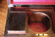 Load image into Gallery viewer, Victorian Antique English Tea Caddy – Sarcophagus Wooden Tea Box With Twin Lidded Compartments – c.1870