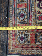 Load image into Gallery viewer, 4'6" x 2'7" Hand-Knotted Pakistani Kazak Wool Rug – Vintage Geometric Tribal Carpet – 138 x 80cm