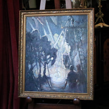 Load image into Gallery viewer, John Thirtle FRSA Backstage Theatre Oil Painting – Dancer in Spotlight – Mid-Century British Art