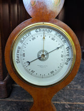 Load image into Gallery viewer, Antique Edwardian Inlaid Mahogany Aneroid Barometer – Thermometer – 99 cm