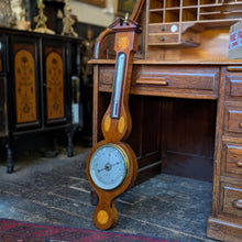Load image into Gallery viewer, Antique Edwardian Inlaid Mahogany Aneroid Barometer – Thermometer – 99 cm