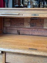 Load image into Gallery viewer, Antique Oak Roll Top Desk – Tambour Front Twin Pedestal Writing Desk – Early 20th Century