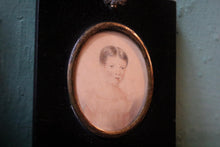 Load image into Gallery viewer, Antique Georgian Portrait Miniature – Young Sitter – Black Papier-Mâché Frame – Early 19th Century