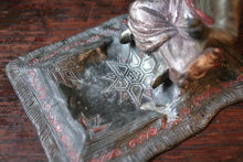 Load image into Gallery viewer, Cold-Painted Spelter Bergman Style Figure – Turbaned Pipe Smoker on Carpet Tray