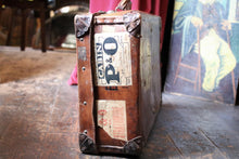 Load image into Gallery viewer, Vintage Leather Travel Suitcase With Original Hotel Labels – Large 1930s Steamer Luggage