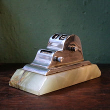 Load image into Gallery viewer, Vintage Art Deco Perpetual Desk Calendar – Chrome and Green Onyx