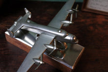 Load image into Gallery viewer, Vintage Cast Metal Avro Lancaster Bomber Desk Model – Wooden Plinth – Aviation Display