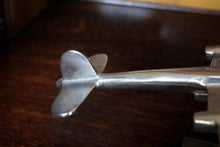 Load image into Gallery viewer, Vintage Art Deco Aluminium Twin-Engine Aeroplane Desk Model