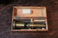 Load image into Gallery viewer, Antique Victorian Brass Drum Microscope – J & W E Archbutt Westminster – Fitted Wooden Case – Working