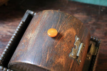 Load image into Gallery viewer, Antique Oak Mechanical Cigarette Dispenser – Art Deco Desktop Tobacciana