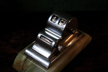Load image into Gallery viewer, Vintage Art Deco Perpetual Desk Calendar – Chrome and Green Onyx