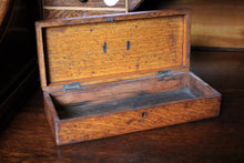 Load image into Gallery viewer, Antique Victorian Oak Candle Box / Pencil Case / Art box