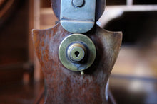 Load image into Gallery viewer, Antique Mahogany 3 Bottle Tantalus - Cut Glass Decanters - Silver Plated Fittings