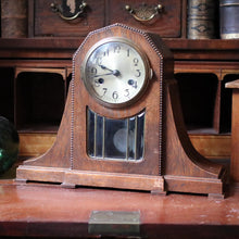 Load image into Gallery viewer, 1930s Art Deco Oak Chiming Mantel Clock - Working Mechanical Pendulum Clock
