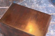 Load image into Gallery viewer, Vintage Wooden Two Drawer Filing Cabinet - Card Index Desktop Storage - Brass Label Holders