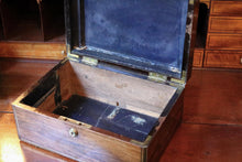 Load image into Gallery viewer, Antique Victorian Brass Bound Wooden Box – 19th Century Travel Box