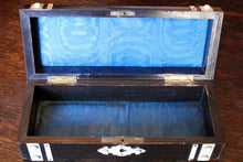 Load image into Gallery viewer, Antique Anglo-Indian Bone Inlaid Jewellery Box - Domed Dark Hardwood Casket - 19th Century