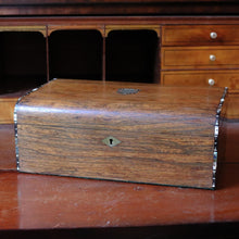 Load image into Gallery viewer, Victorian Coromandel Work Box - Mother Of Pearl & Abalone Inlay - Antique Sewing Jewellery Box - c.1860