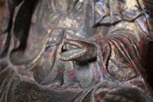 Load image into Gallery viewer, Antique Chinese Carved Wood Guanyin Figure – Gilt Polychrome Bodhisattva – 44cm