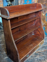 Load image into Gallery viewer, Antique Edwardian Mahogany Open Bookcase – Gallery Top – Shelves & Drawer – c.1900