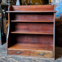 Load image into Gallery viewer, Antique Edwardian Mahogany Open Bookcase – Gallery Top – Shelves & Drawer – c.1900