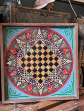 Load image into Gallery viewer, Antique Victorian Reverse Painted Glass Games Board – Chess Draughts – Folk Art c.1900