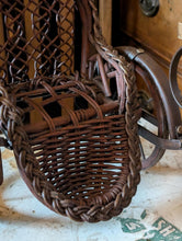 Load image into Gallery viewer, Antique Edwardian Doll Tricycle Rickshaw Toy – Wicker Seat – Folk Art c.1910