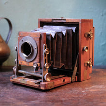 Load image into Gallery viewer, Antique c.1900 Mahogany Folding Plate Camera - Black Bellows - Early Photography Display Piece