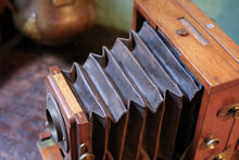 Load image into Gallery viewer, Antique c.1900 Mahogany Folding Plate Camera - Black Bellows - Early Photography Display Piece