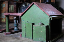 Load image into Gallery viewer, Vintage Wooden Toy Petrol Station - Scratch Built Folk Art Garage - Illuminated Sign C.1930s–40s