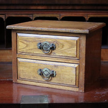 Load image into Gallery viewer, Antique Oak Miniature Chest of Drawers - Two Drawer Desktop Cabinet - c.1900