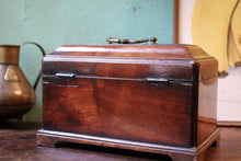 Load image into Gallery viewer, Antique Regency Mahogany Sarcophagus Tea Caddy - Three Compartment - Brass Handle C.1820