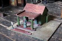 Load image into Gallery viewer, Vintage Wooden Toy Petrol Station - Scratch Built Folk Art Garage - Illuminated Sign C.1930s–40s