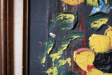 Load image into Gallery viewer, Signed Vintage Original Oil Painting - Large Impasto Sunflowers - Modernist Floral Still Life - Framed