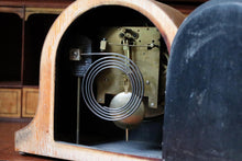 Load image into Gallery viewer, Art Deco Mantel Clock - Oak Case - Mechanical Striking Clock With Gong - C.1930s - Working