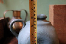 Load image into Gallery viewer, Katō Usuke Japanese Seto Studio Pottery Hanaire Vase - Blue Bronze Glaze - Signed Tomobako