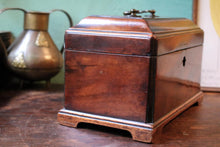 Load image into Gallery viewer, Antique Regency Mahogany Sarcophagus Tea Caddy - Three Compartment - Brass Handle C.1820