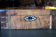Load image into Gallery viewer, Large Mid-19th Century Burr Walnut Writing Slope – Brass Bound Campaign Lap Desk – c.1840–1860