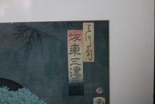 Load image into Gallery viewer, Original 1871 Toyohara Kunichika Japanese Woodblock Print – Kabuki Actors – Two Panels From Triptych