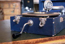 Load image into Gallery viewer, 1930s Rose Morris Viceroy Portable Gramophone - Blue Wind-Up 78 RPM Record Player - Working