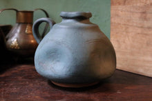 Load image into Gallery viewer, Katō Usuke Japanese Seto Studio Pottery Hanaire Vase - Blue Bronze Glaze - Signed Tomobako
