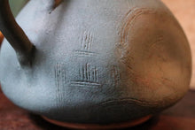Load image into Gallery viewer, Katō Usuke Japanese Seto Studio Pottery Hanaire Vase - Blue Bronze Glaze - Signed Tomobako