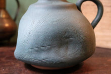 Load image into Gallery viewer, Katō Usuke Japanese Seto Studio Pottery Hanaire Vase - Blue Bronze Glaze - Signed Tomobako
