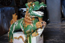 Load image into Gallery viewer, Antique Chinese Sancai Glazed Pottery Qilin Dragon Roof Tile – Large Architectural Mythical Beast - Foo Dog