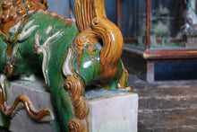 Load image into Gallery viewer, Antique Chinese Sancai Glazed Pottery Qilin Dragon Roof Tile – Large Architectural Mythical Beast - Foo Dog